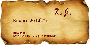 Krohn Jolán névjegykártya
